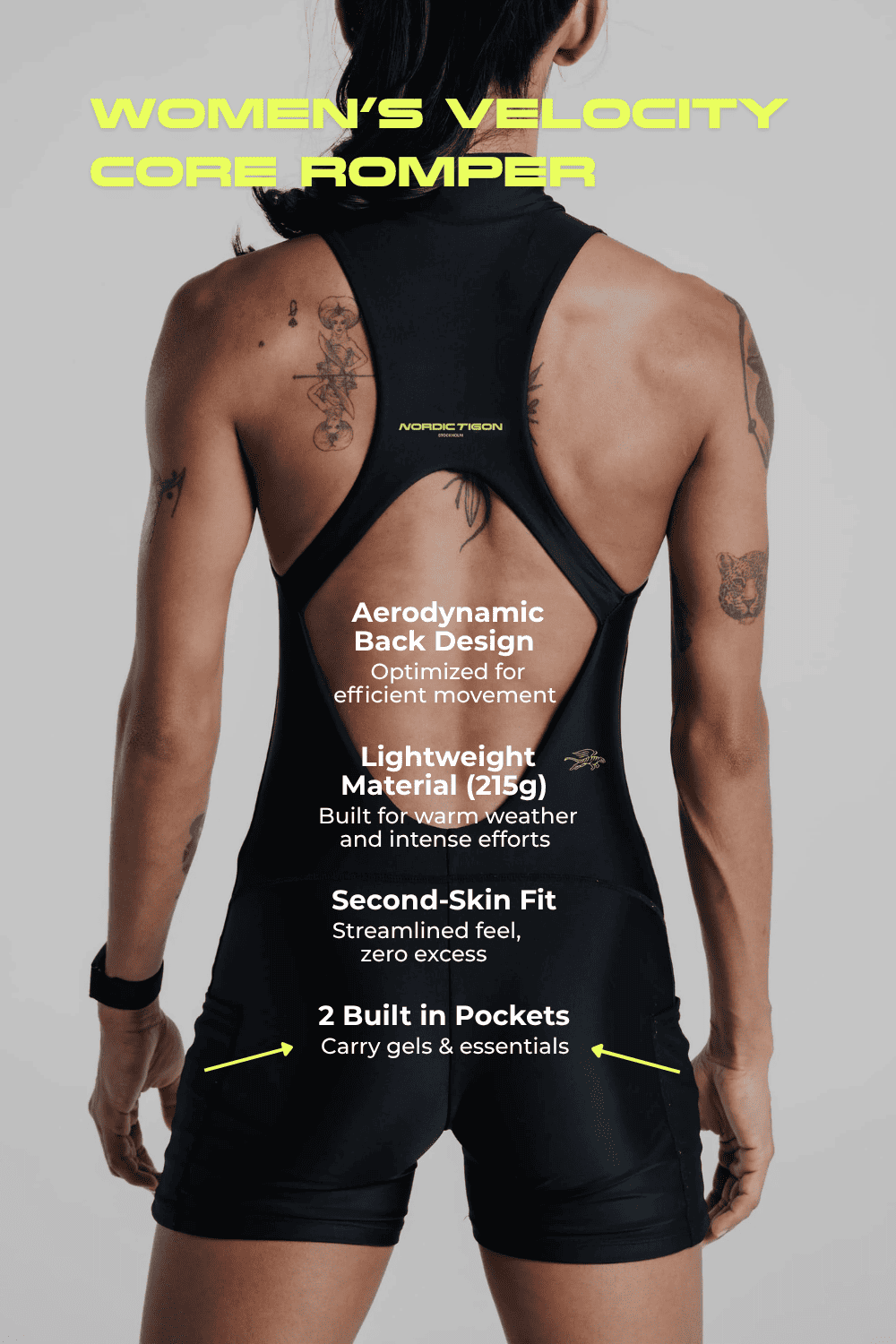 Women's Velocity Core Romper - Charcoal Black