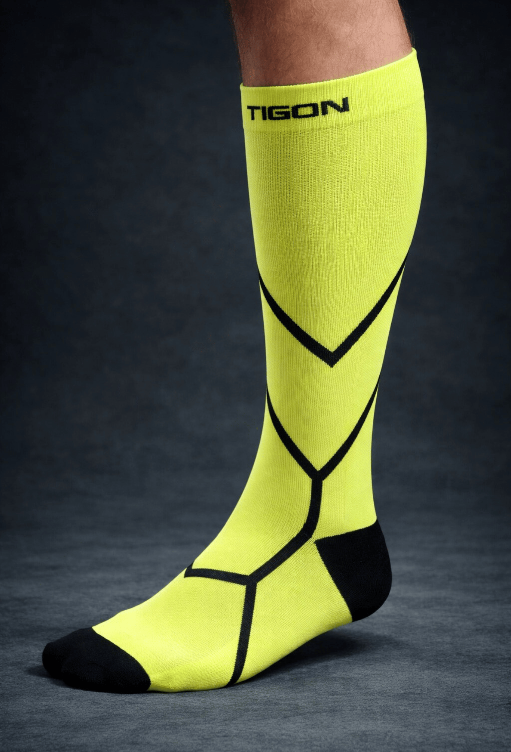 Velocity Compression Socks - Long - Flash Yellow Nordic Tigon Compression Socks