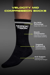 Velocity Compression Socks - Mid - Charcoal Black Nordic Tigon Compression Socks