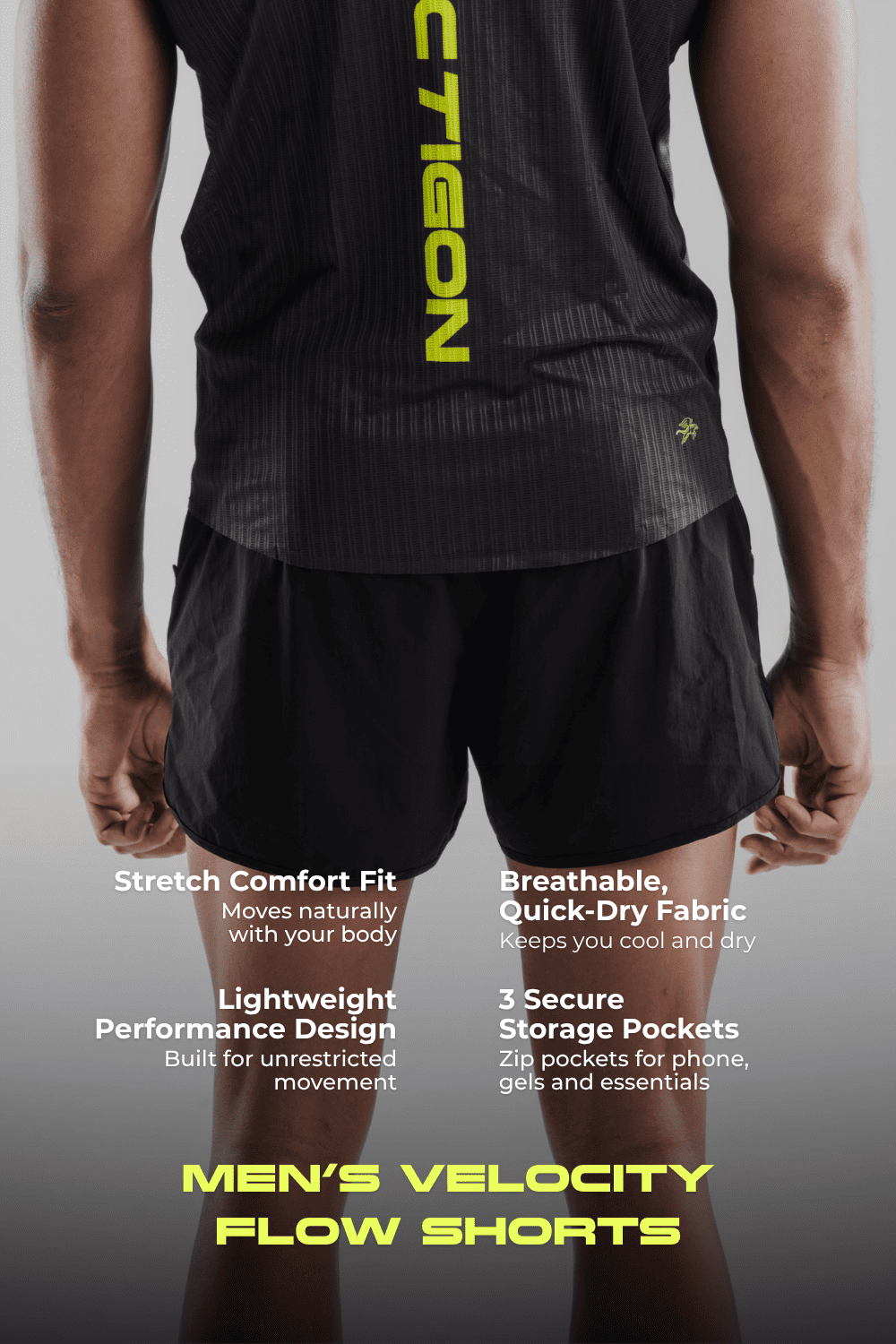 Men's Velocity Flow Shorts - Charcoal Black Nordic Tigon Shorts